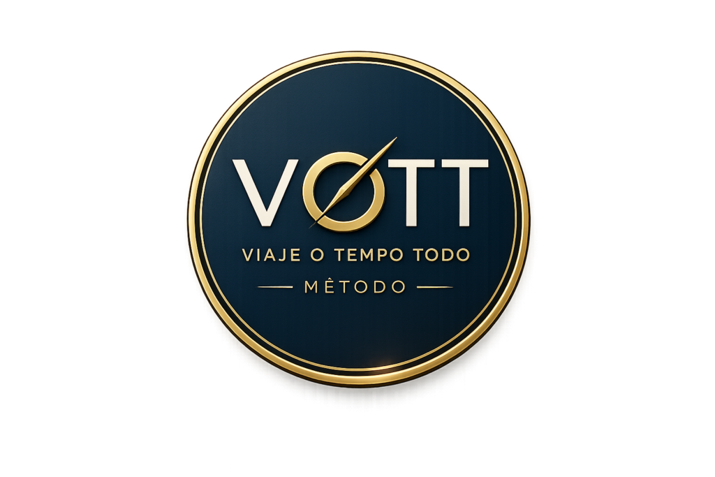 Logotipo Viaje o Tempo Todo - Método VOTT de viagens com milhas